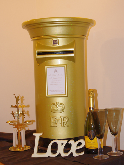 Gold Holographic and Black Wedding Post Box Hire
