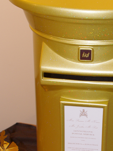 Gold Holographic and Black Wedding Post Box Hire