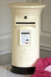 Ivory and black wedding post box hire