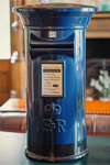 Navy blue and black wedding post box hire