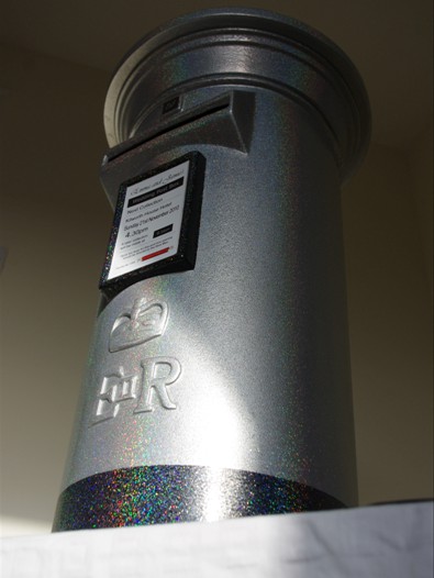 Silver Holographic and Black Wedding Post Box Hire