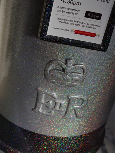 Silver Holographic and Black Wedding Post Box Hire