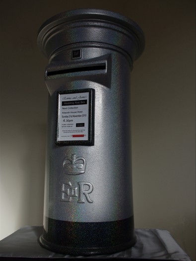 Silver Holographic and Black Wedding Post Box Hire