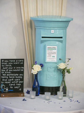 Pale Blue and Black Wedding Post Box Hire