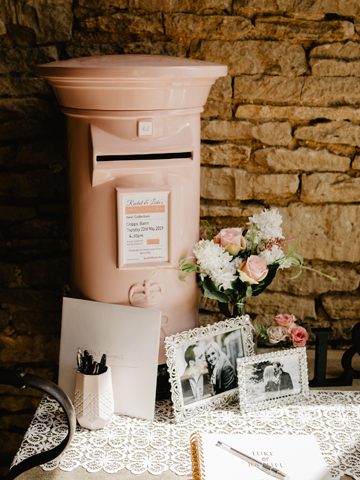 Pale Pink and Black Wedding Post Box Hire