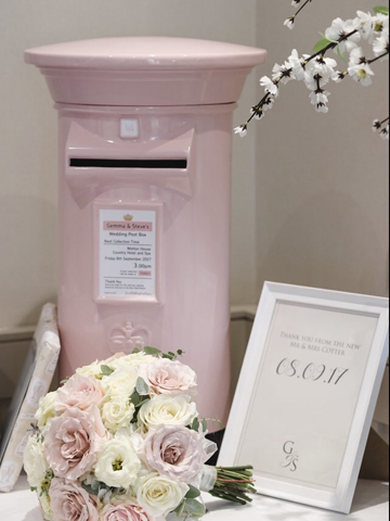 Pale Pink and Black Wedding Post Box Hire