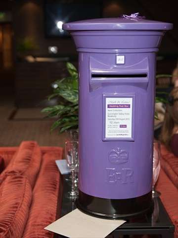 Purple and Black Wedding Post Box Hire