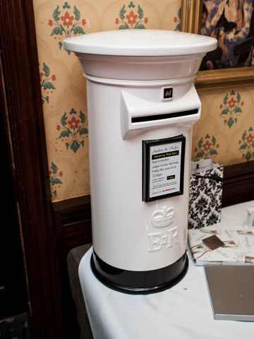 White and Black Wedding Post Box Hire