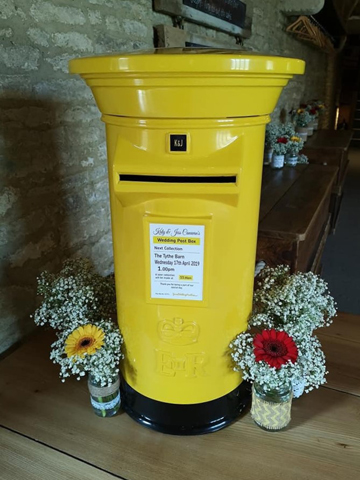 Yellow and Black Wedding Post Box Hire