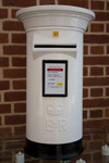 White and black wedding post box hire