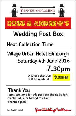 Personalised Wedding Postbox Hire Info Panel